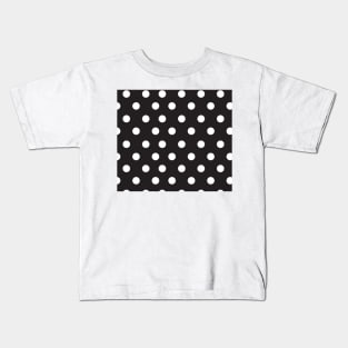 Black and White Large Polka Dot Kids T-Shirt